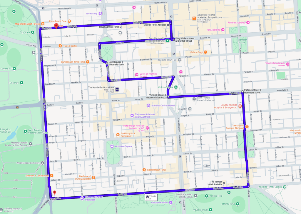 Transport route for MD Shuttle Bus